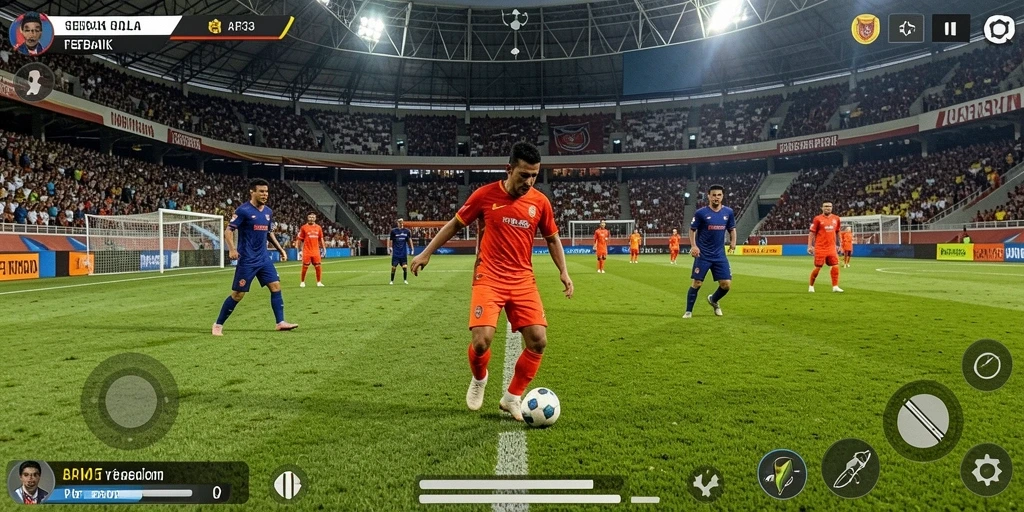 Tampilan gameplay menarik dari API33 dengan aksi sepak bola seru.