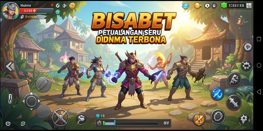 Tangkapan layar utama BISABET menampilkan aksi seru di dunia terbuka.