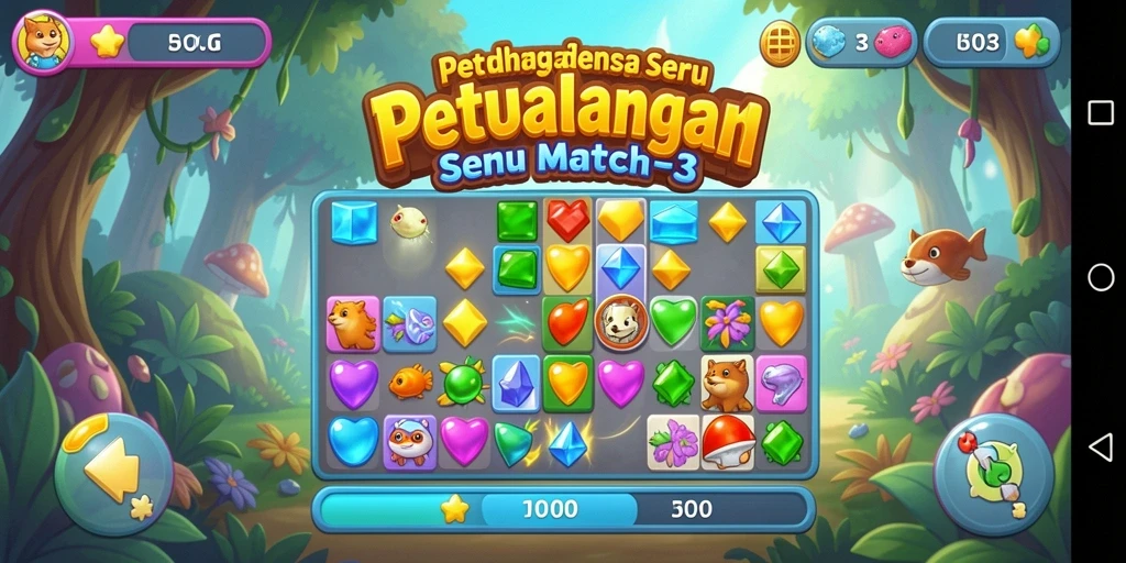Gameplay seru H03 dengan tantangan Match-3 yang menarik.
