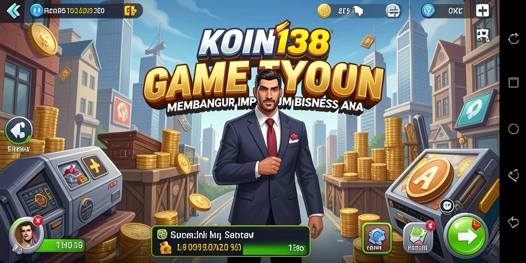 Screenshot gameplay KOIN138 yang menunjukkan keseruan membangun bisnis.