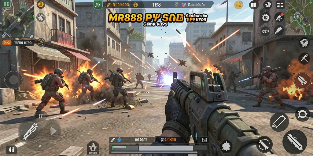 Tampilan gameplay MR888 yang intens dalam pertempuran TPS.