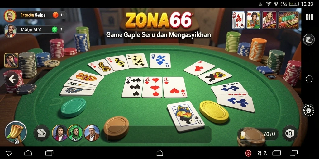 Tampilan menarik dari gameplay Gaple di ZONA66.